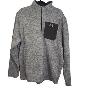 Under Armour ColdGear 1/4 Snap Pullover Gray Fleece Pocket Mens 2XL